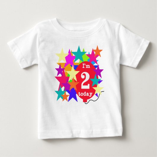 T-shirt Pour Bébé Étoiles et anniversaire de ballon 2ème (Devant)