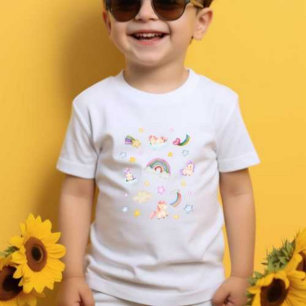 T-shirt Pour Bébé Étoiles, lunes, Arc-en-ciel, poupée, nuage Imprime