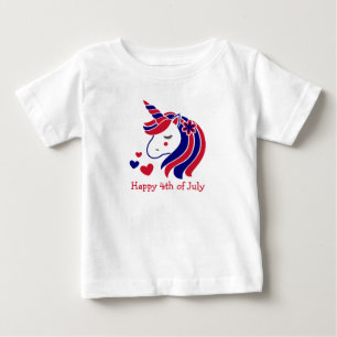 T-shirt Pour Bébé Étoiles, rayures et licorne