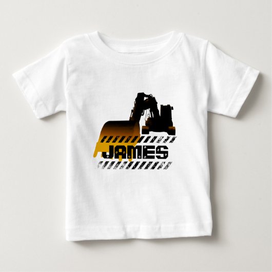 T-shirt Pour Bébé Excavateur Ajouter Votre Nom Construction Boy (Devant)