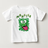 T-shirt Pour Bébé Expressions effrayantes Visage de Monstre Vert amu (Devant)