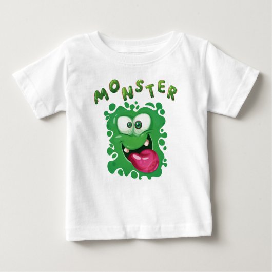 T-shirt Pour Bébé Expressions effrayantes Visage de Monstre Vert amu (Devant)