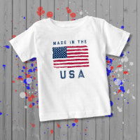 "Fabriqué aux Etats-Unis" (Texte bleu) Drapeau amé