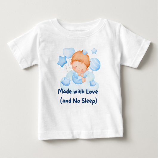 T-shirt Pour Bébé 👶 "Fabriqué avec amour (et sans sommeil)" 💕 (Devant)
