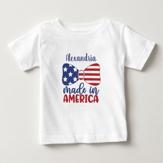 T-shirt Pour Bébé Fabriqué en Amérique - American Flag Bow (Devant)