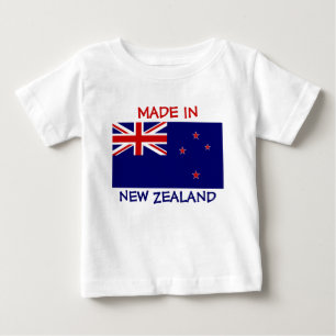 T-shirt Pour Bébé Fabriqué en Nouvelle-Zélande avec drapeau néo-z