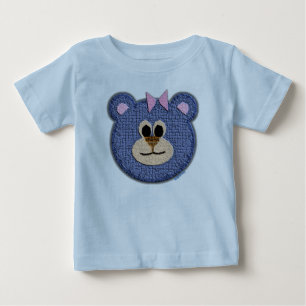 T-shirt Pour Bébé Face de l'ours en peluche (arc rose)
