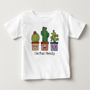 T-shirt Pour Bébé Famille de Cactus Mignon en Aquarelle