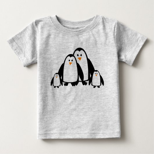 T-shirt Pour Bébé Famille de pingouins en caricature (Devant)