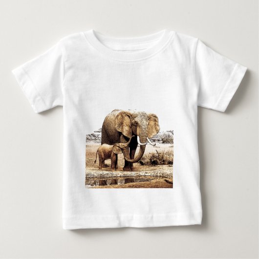 T-shirt Pour Bébé Famille des éléphants (Devant)
