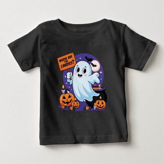 T-shirt Pour Bébé Fantôme halloween humour bonbon (Devant)