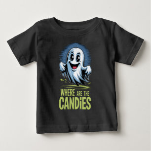 T-shirt Pour Bébé Fantôme Mignon Halloween "Where Are The Candies"
