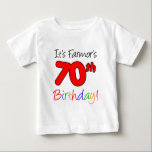 T-shirt Pour Bébé Farmor's 70th Birthday Swedish Grand-mère<br><div class="desc">C'est le dessin mignon Farmor de 70e anniversaire. Un superbe design pour un petit-enfant à porter pendant la soixante-dixième célébration de sa grand-mère suédoise ! Célébrez le 70e anniversaire d'une grand-mère suédoise avec les petits-enfants portant ce joli dessin. Super pour Farmor's (la mère du père suédois) surprise 70ème anniversaire fête!...</div>