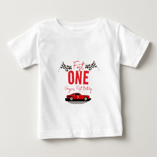 T-shirt Pour Bébé Fast One Race Car Boy 1ère fête d'anniversaire (Devant)