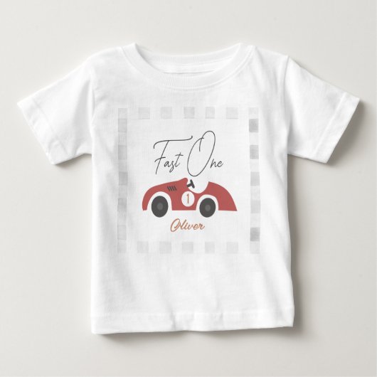 T-shirt Pour Bébé Fast One Red Race Car Boy 1st Birthday (Devant)