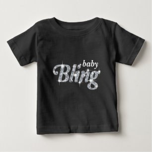 T-shirt Pour Bébé Faux diamants sur la conception de texte noire 'ba