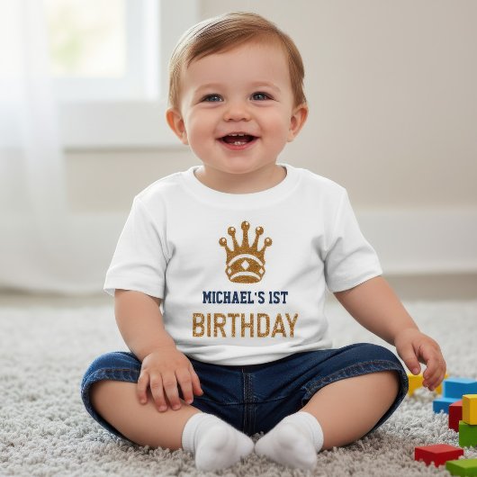 T-shirt Pour Bébé Faux Gold Parties scintillant Royal Prince Crown A