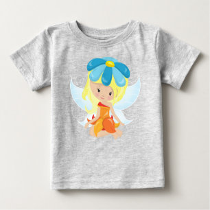 T-shirt Pour Bébé Fée Mignonne, Fée Magique, Cheveux Blonde, Fleurs