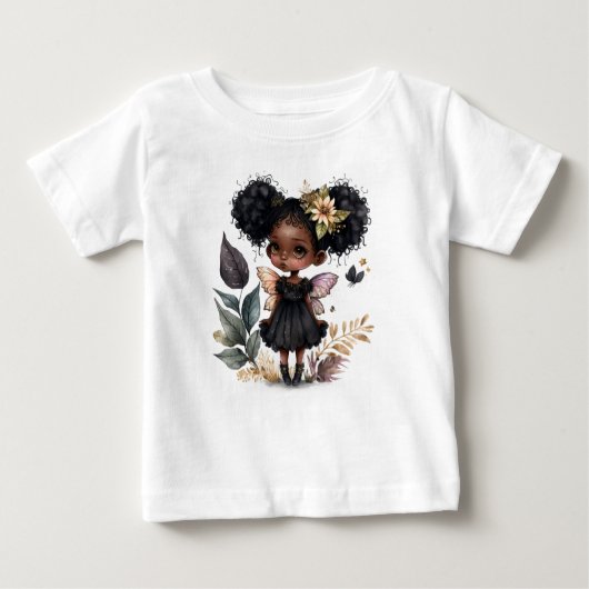 T-shirt Pour Bébé Fée noire mignonne (Devant)