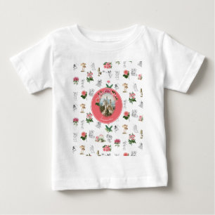 T-shirt Pour Bébé Fées Fleurs Rose Champignon Monogramme Château Fée