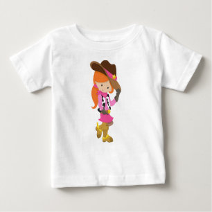 T-shirt Pour Bébé Femme, Sheriff, Ouest, Pays, Cheveux orange
