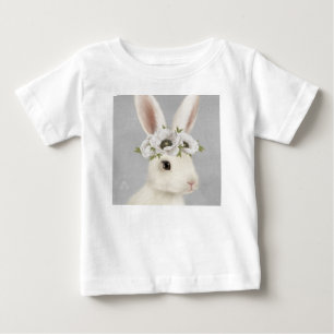 T-shirt Pour Bébé ferme vintage moderne lapin blanc