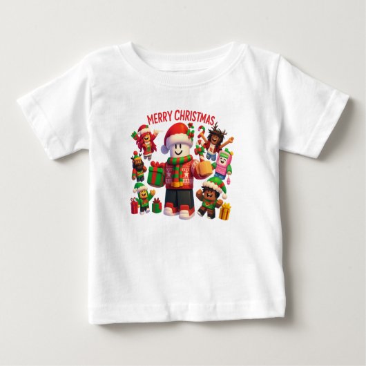 T-shirt Pour Bébé Festive Block Characters Christmas Party (Devant)