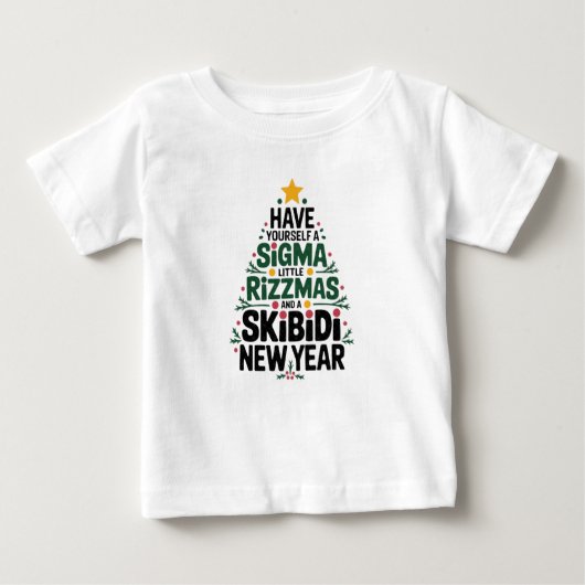 T-shirt Pour Bébé "Festive Sigma Rizzmas Tree Design" (Devant)