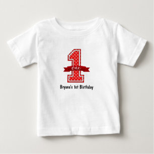 T-shirt Pour Bébé Fête d'anniversaire 1 an pois rouge et blanc