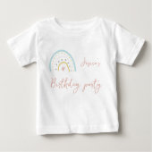 T-shirt Pour Bébé Fête d'anniversaire arc-en-ciel bleu rose pastel (Devant)