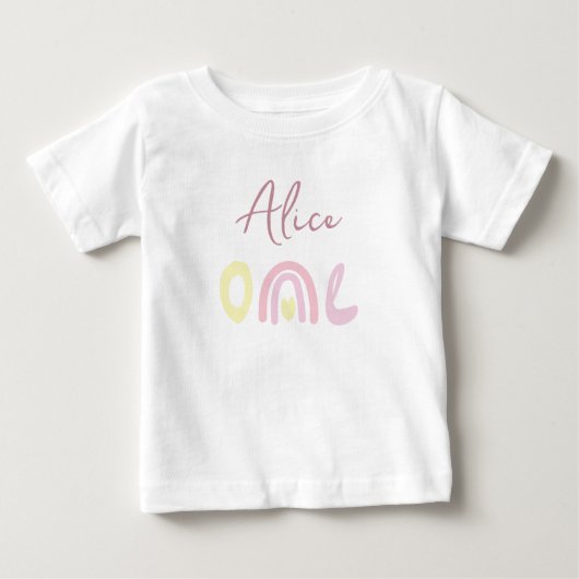 T-shirt Pour Bébé Fête d'anniversaire arc-en-ciel jaune rose pastel (Devant)