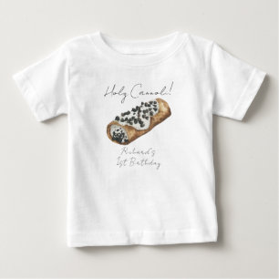T-shirt Pour Bébé Fête d'anniversaire de 1 an Cannoli à l'aquarelle