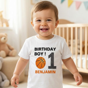 T-shirt Pour Bébé Fête d'anniversaire de basketball 1ère année