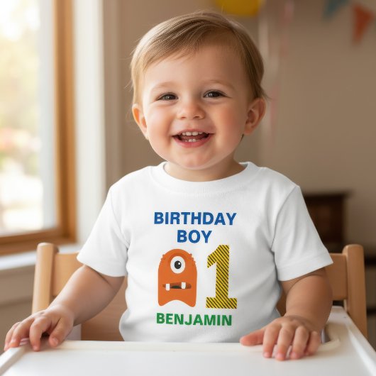 T-shirt Pour Bébé Fête d'anniversaire de monstre mignon 1ère année