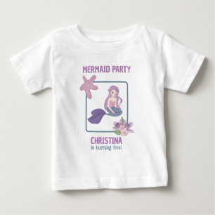 T-shirt Pour Bébé Fête d'anniversaire de sirène fille sarcelle viole