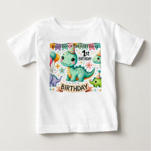 T-shirt Pour Bébé Fête d'anniversaire des 1 an de Dinosaur Dino