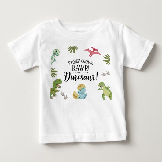 T-shirt Pour Bébé Fête d'anniversaire dinosaure (Devant)