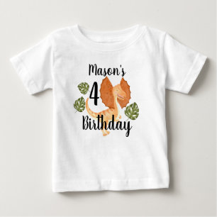 T-shirt Pour Bébé Fête d'anniversaire Dinosaure Aquarelle Verdure 
