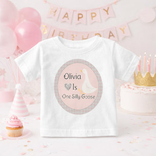 T-shirt Pour Bébé Fête d'anniversaire d'une fille au gingham rose Un