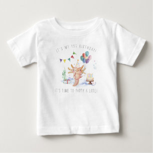 T-shirt Pour Bébé Fête d'anniversaire mignonne à l'aquarelle avec Ax