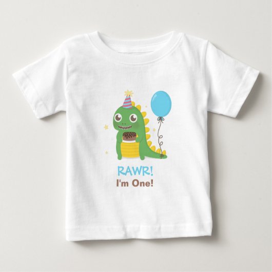 T-shirt Pour Bébé Fête d'anniversaire mignonne de dinosaure Rawr (Devant)