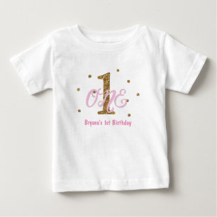T-shirt Pour Bébé Fête d'anniversaire personnalisée pour filles Rose