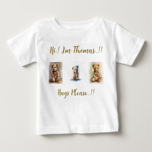 T-shirt Pour Bébé Fête d'anniversaire Teddy Bear (Devant)