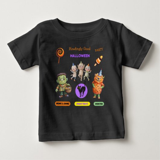 T-shirt Pour Bébé Fête de costume d'Halloween Monstres danse amusant (Devant)