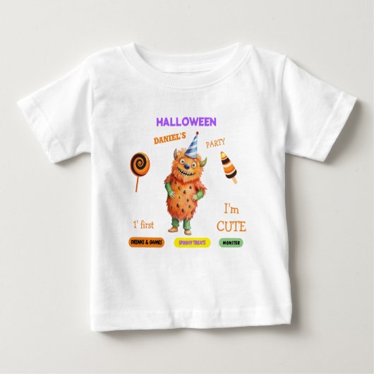 T-shirt Pour Bébé Fête de costumes d'Halloween Monstres danse amusan (Devant)
