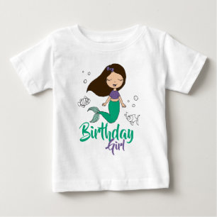 T-shirt Pour Bébé Fête de créature marine sirène Sirène noire dessin