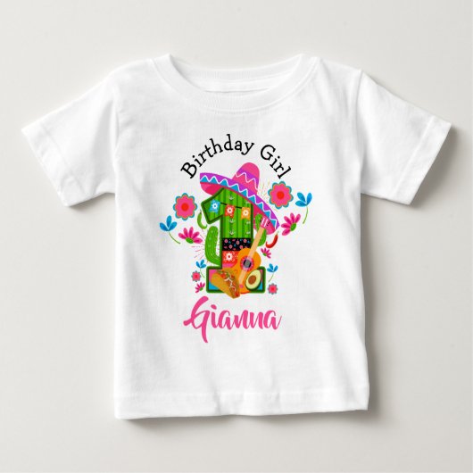T-shirt Pour Bébé Fête de la première fille anniversaire | Mexique | (Devant)