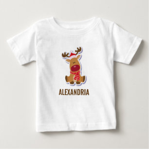 T-shirt Pour Bébé Fête de Noël du Père Noël de Rudolph