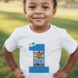 T-shirt Pour Bébé Fête des 1 an Garçons Bleu Une Photo