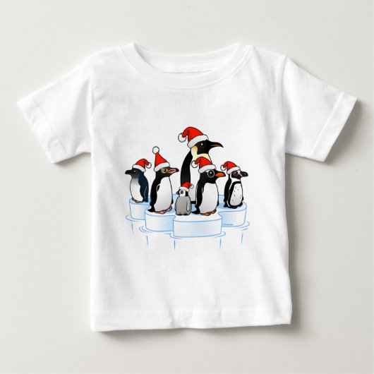 T-shirt Pour Bébé Fête des pingouins de Noël (Devant)